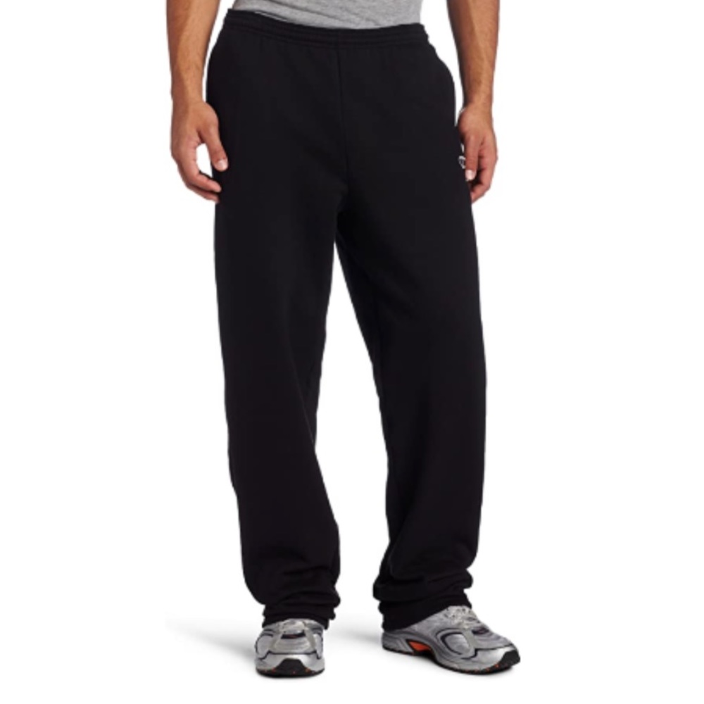 Champion Open Bottom Fleece Sweatpants — Black